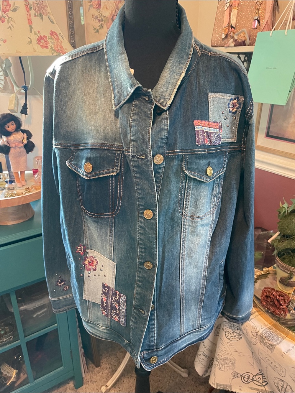 Denim Patchwork Jacket By Vintage American Blues